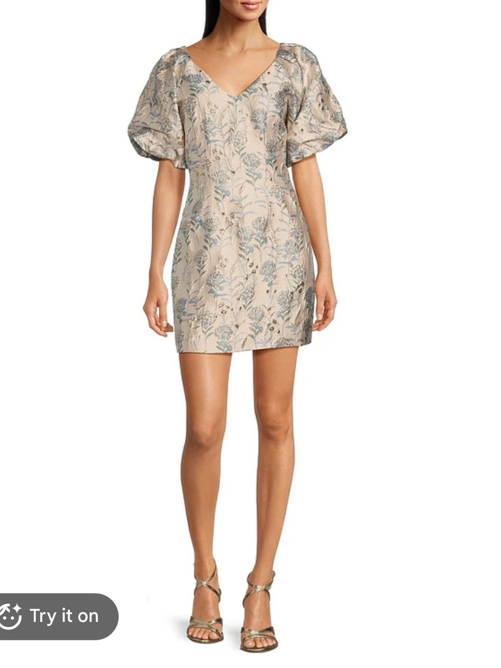 Adelyn Rae Champagne Metallic Floral Mini Skirt